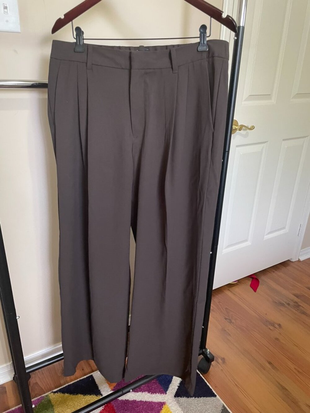 High Rise Pleated Trouser, Black, US 14